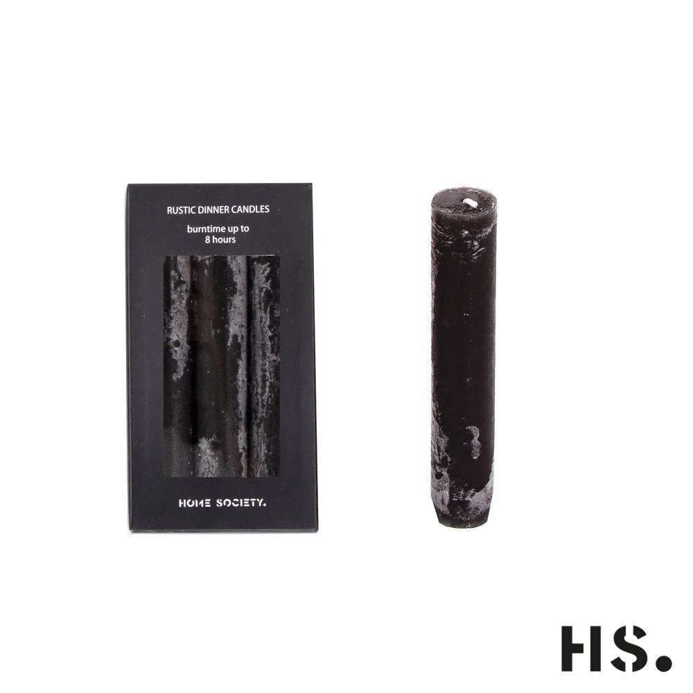 4UqfrZRg Rustic Dinner Candle S schwarz 6 Stück