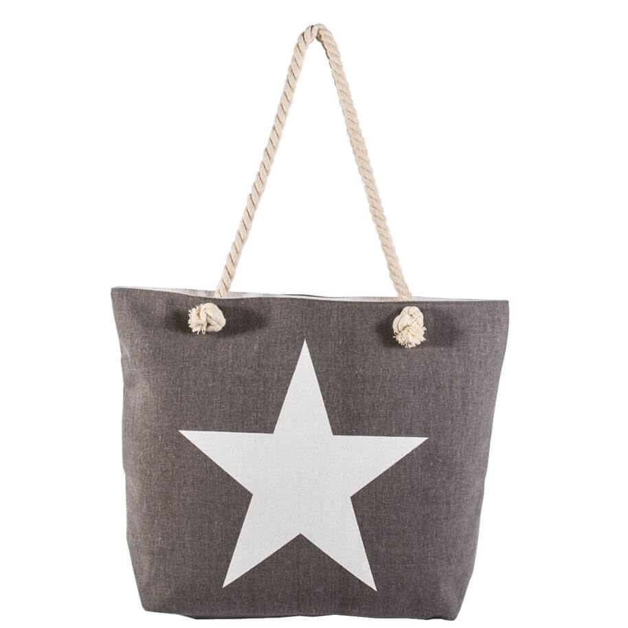 Shopping-Tasche Grau mit Stern 002