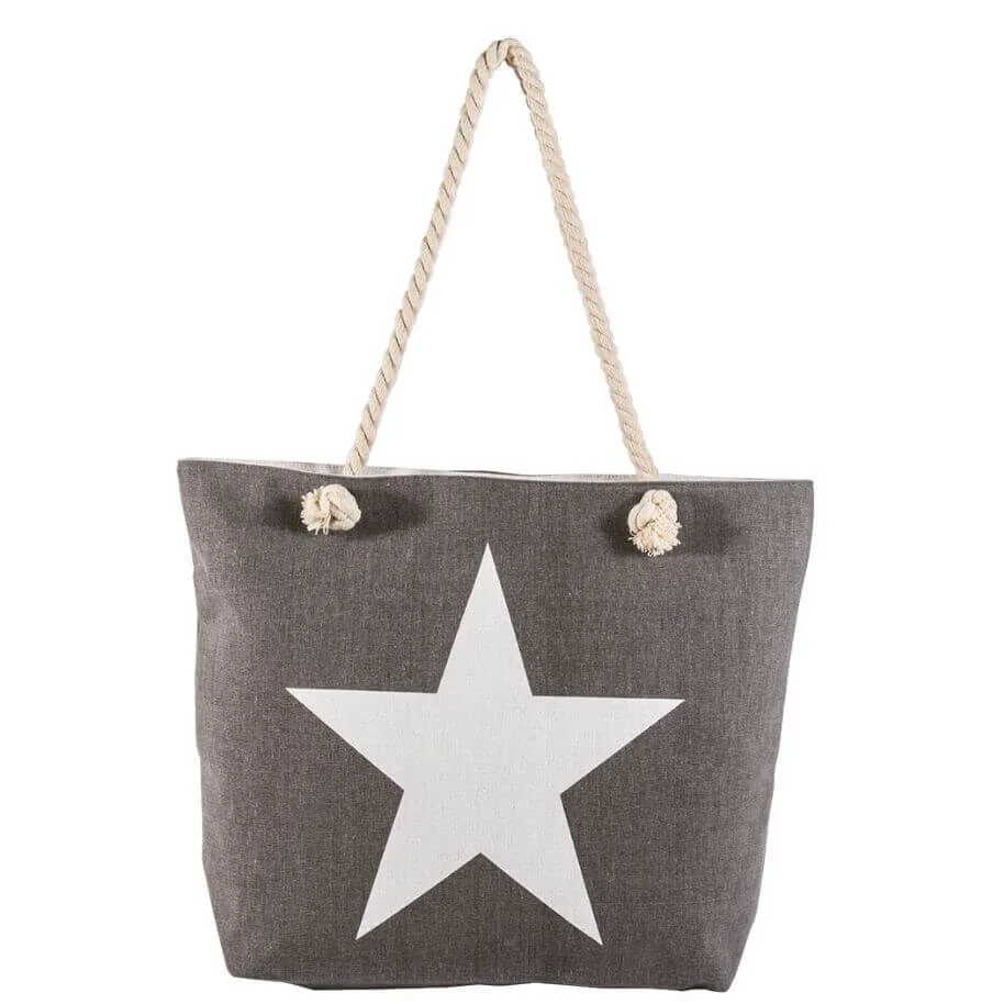 Shopping-Tasche-02 Shopping-Tasche Grau mit Stern 002