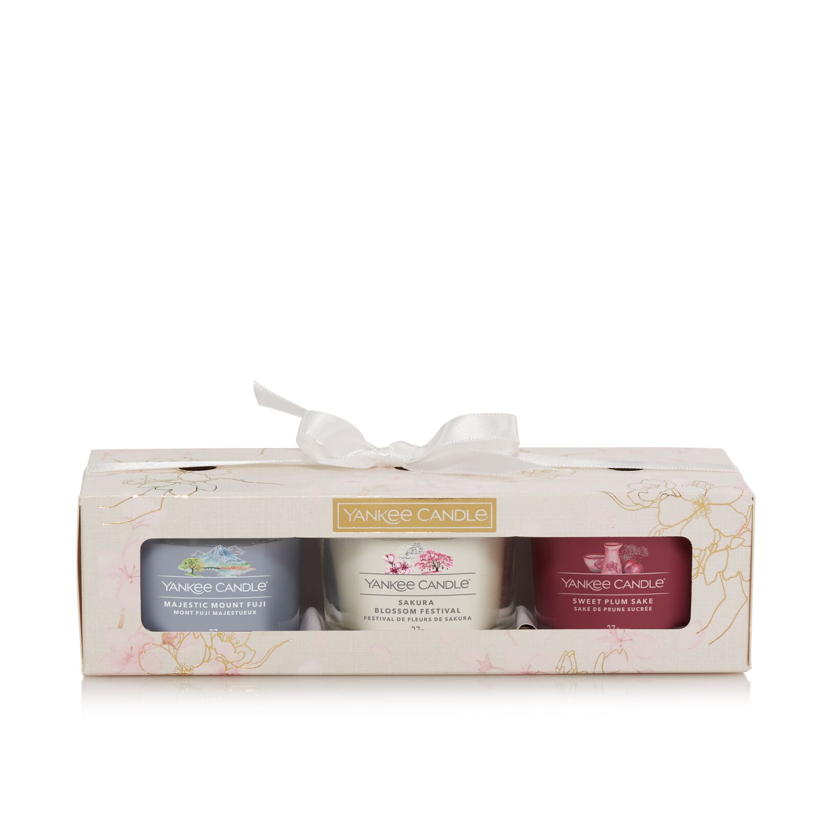 Filled-Votive-Giftset-x-3_Gold_v3 3 Glasvotivkerzen à 37g Geschenkset Sakura Blossom Festival
