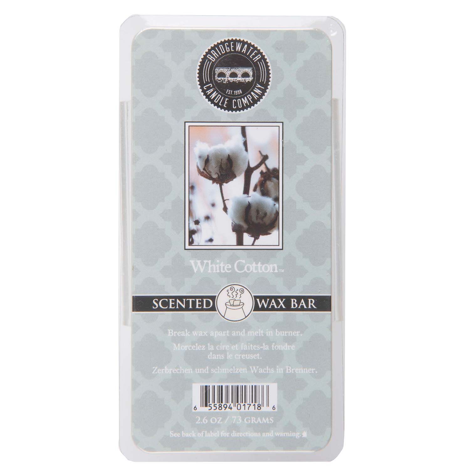 BW_WhiteCotton_WaxBar_Front White Cotton Wax Bar 73g