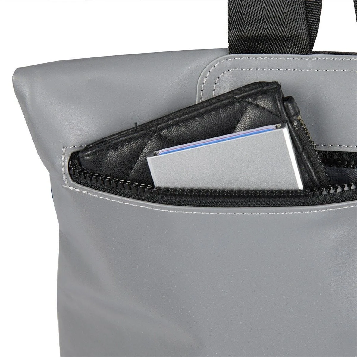 B107C32D212BF3EB35A2DE5C6883C0A1669CB8E0 Reflect - Los Angeles Rolltop Mini Rucksack silber