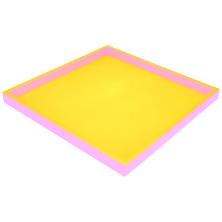 Deko Tablett Neo zweifarbig quadratisch gelb/rosa Deko Tablett Neo zweifarbig quadratisch gelb/rosa