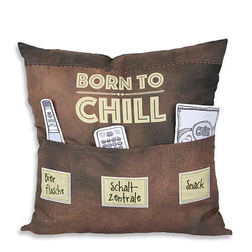 8821 Männerkissen Born to Chill mit 3 Einstecktaschen