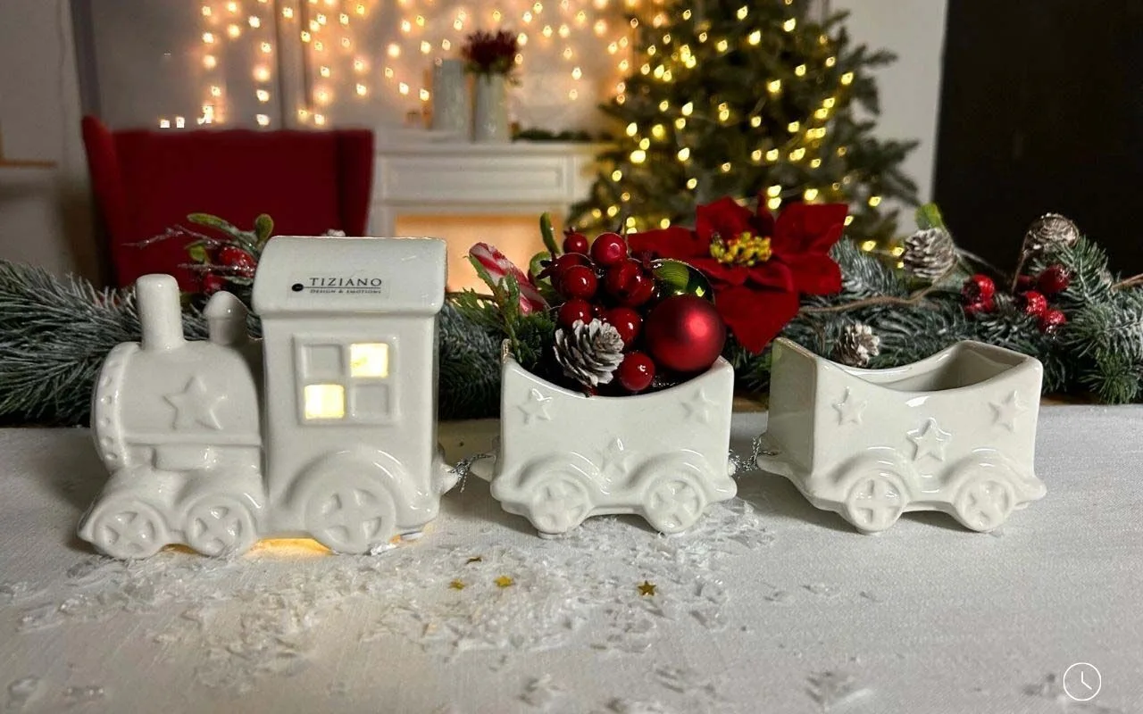 Deko Zug Lucas 3tlg LED cremeweiß Weihnachten, Weihnachtsdekorationen, Festival, Rad, Weihnachtsbaum