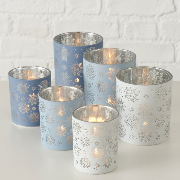 Windlicht Flake 10cm blau
