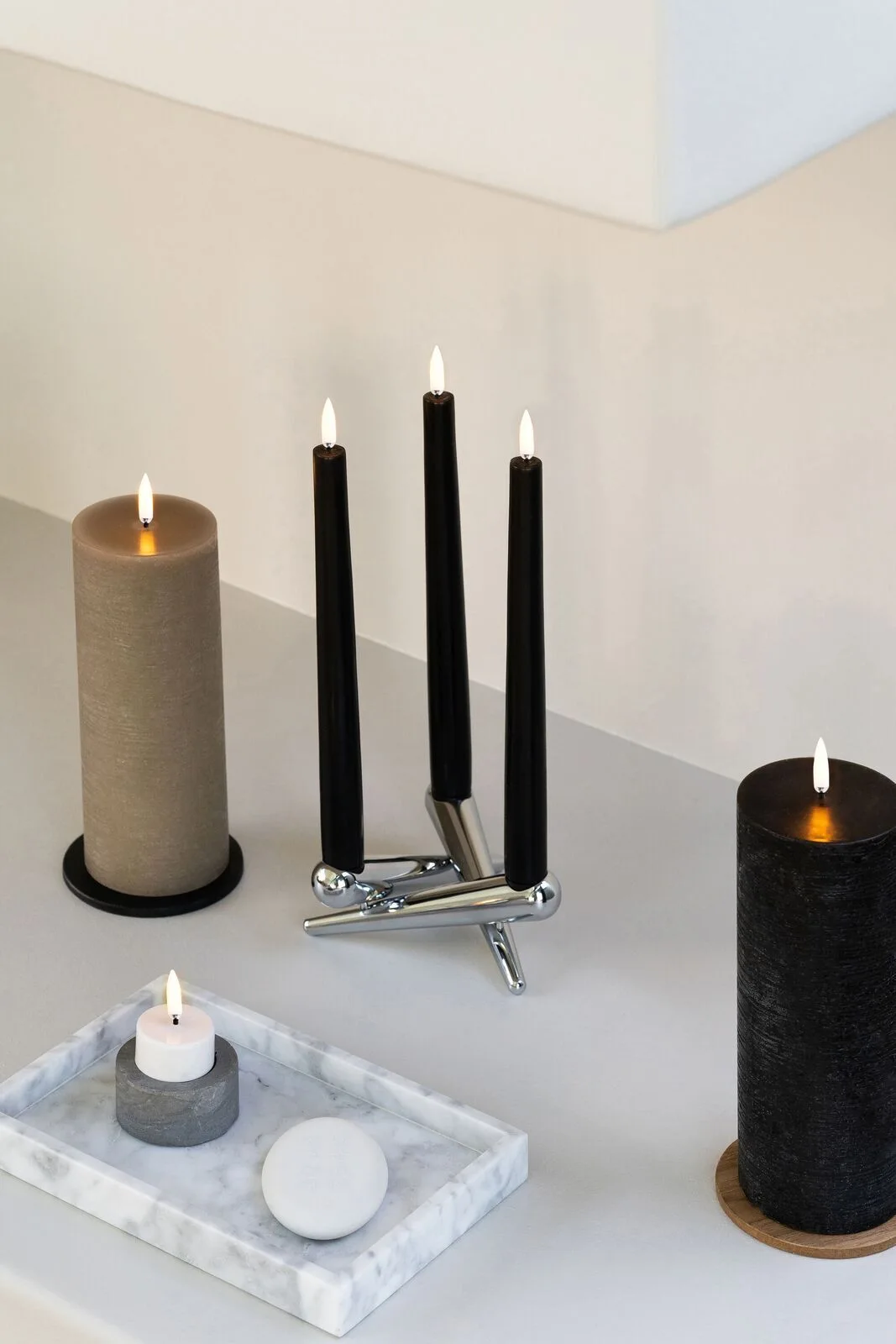 Black-tapers-Pillar-with-Sandstone-pillar-and-tealight-candle-large