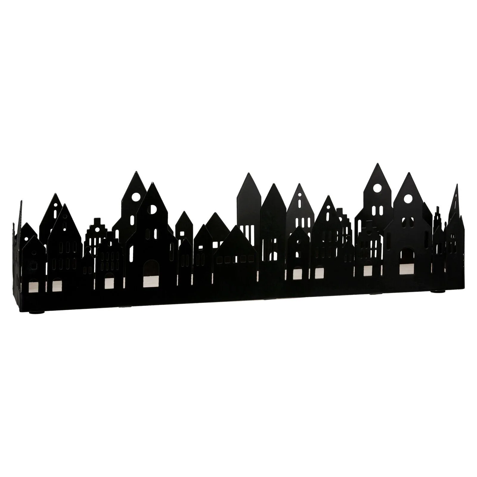 Deko Tablett Stadtlichter 36cm schwarz Zaun, Streikposten