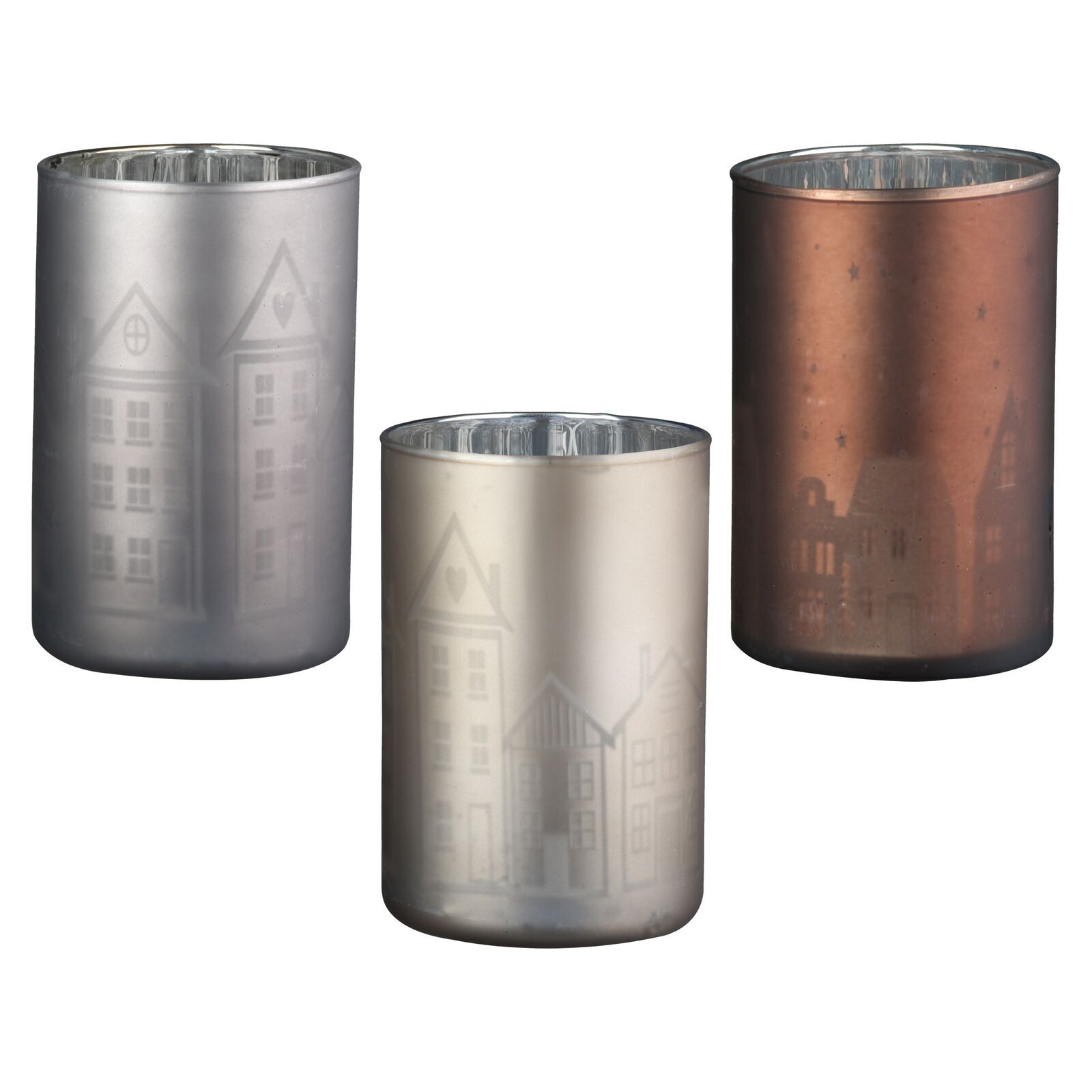 Windlicht Stadtlichter braun 12cm Pokal