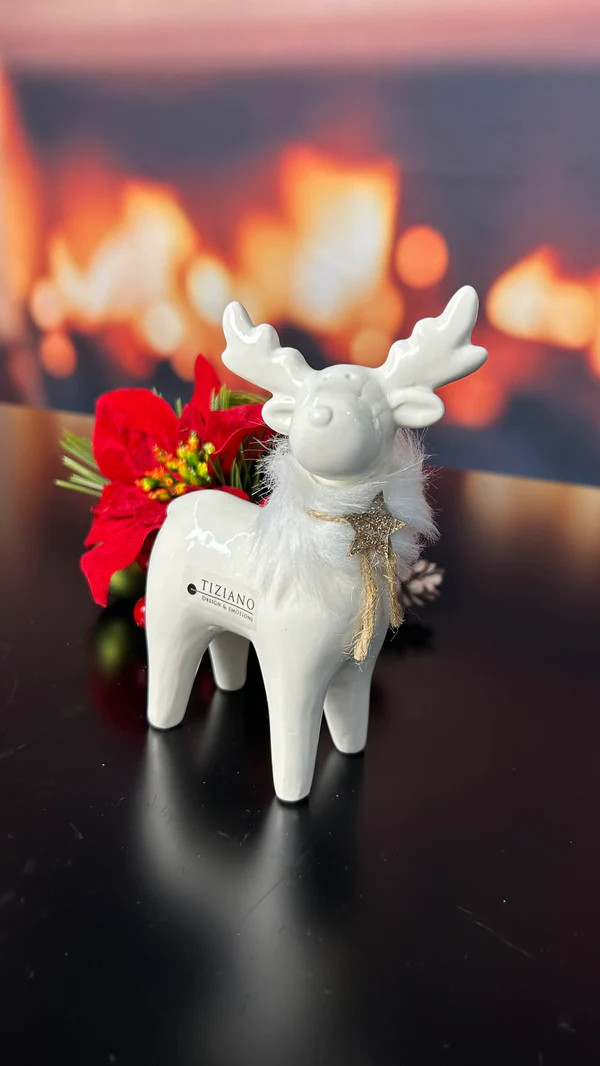 Deko Rentier Lars stehend 15cm cremeweiß Deko Rentier Lars stehend 15cm cremeweiß