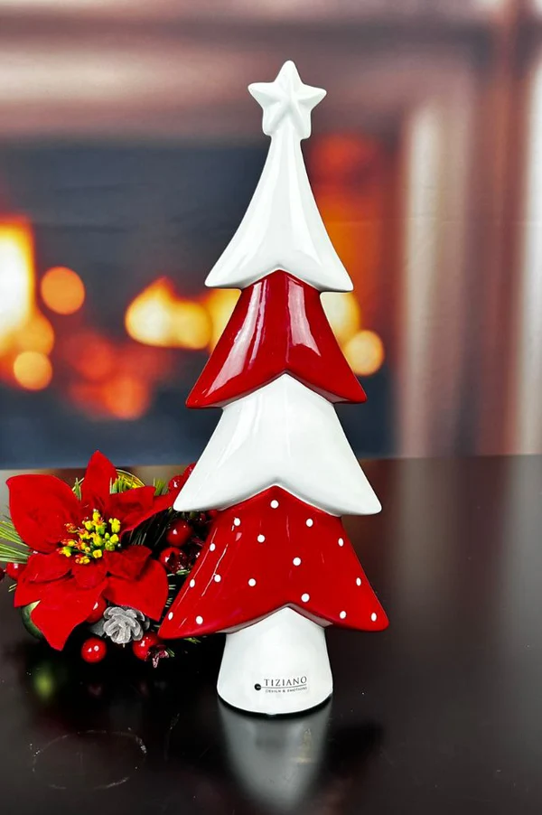 Deko Baum Medora 32cm rot/cremeweiß