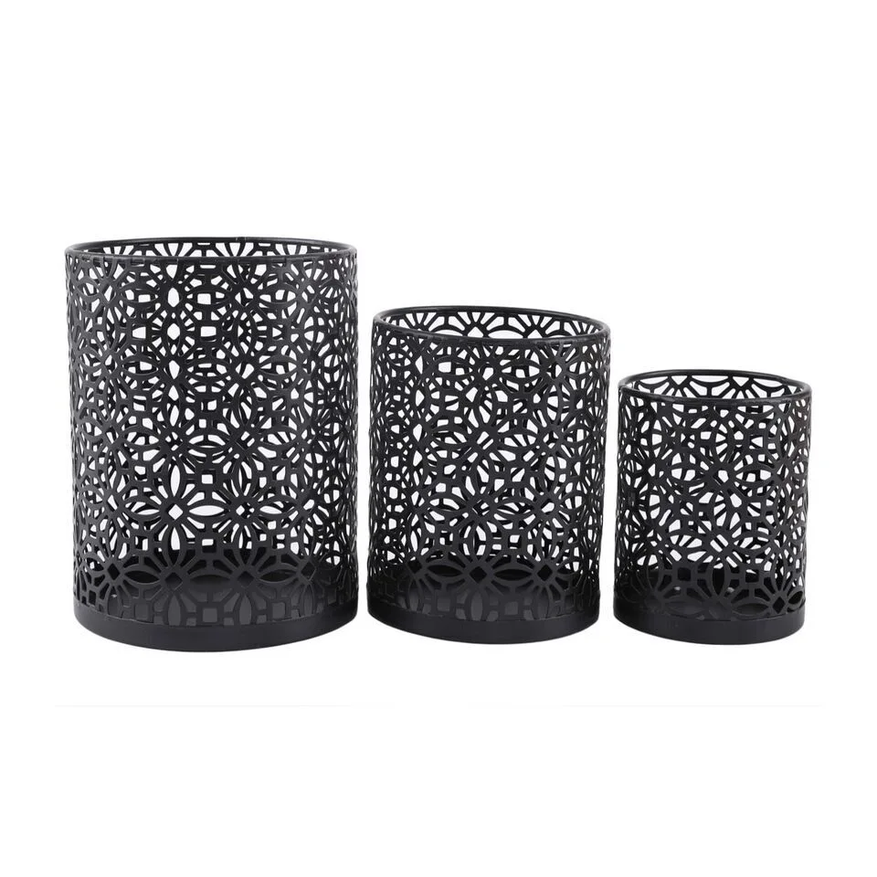 i-Q8FT2CD-X2 Windlicht Set Olleros schwarz 16cm 3 Stück