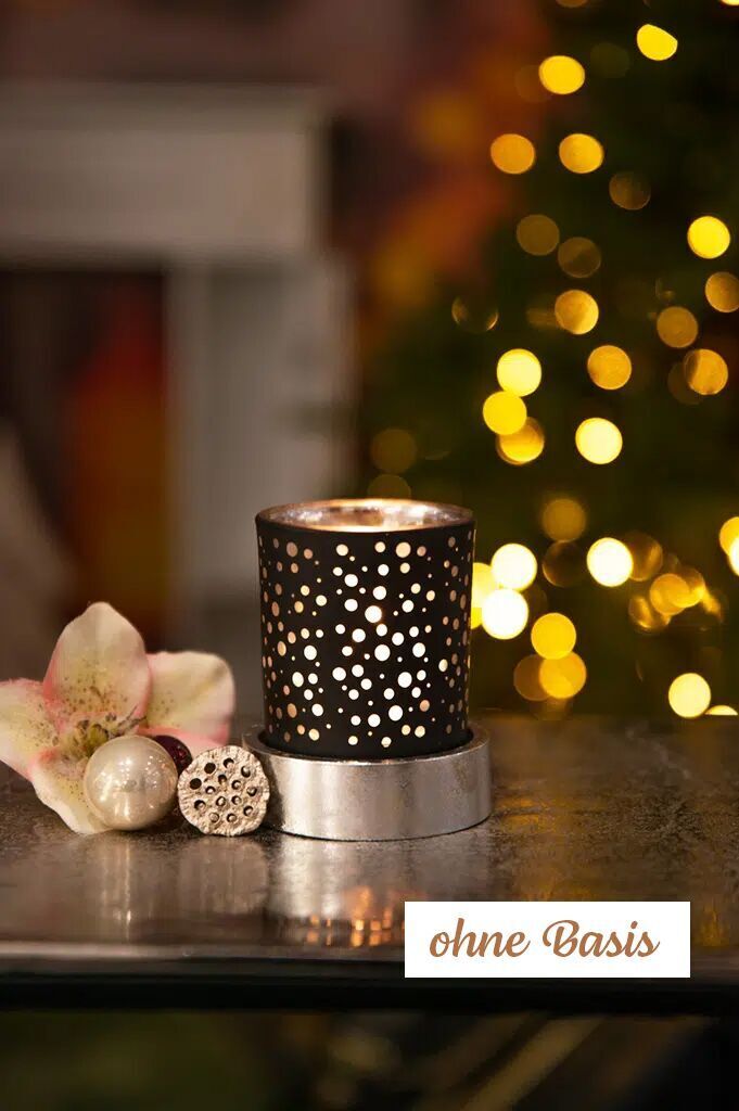 piazza-glas-schwarz-fuss-silber Piazza Votivglas 7cm schwarz/silber