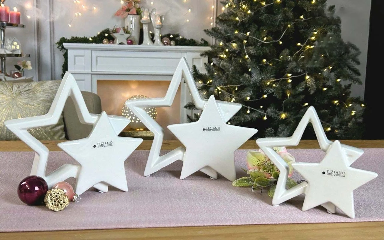 Doppelstern Ebbio 14cm cremeweiß Weihnachten, Weihnachtsdekorationen, Festival, Weihnachtsbaum