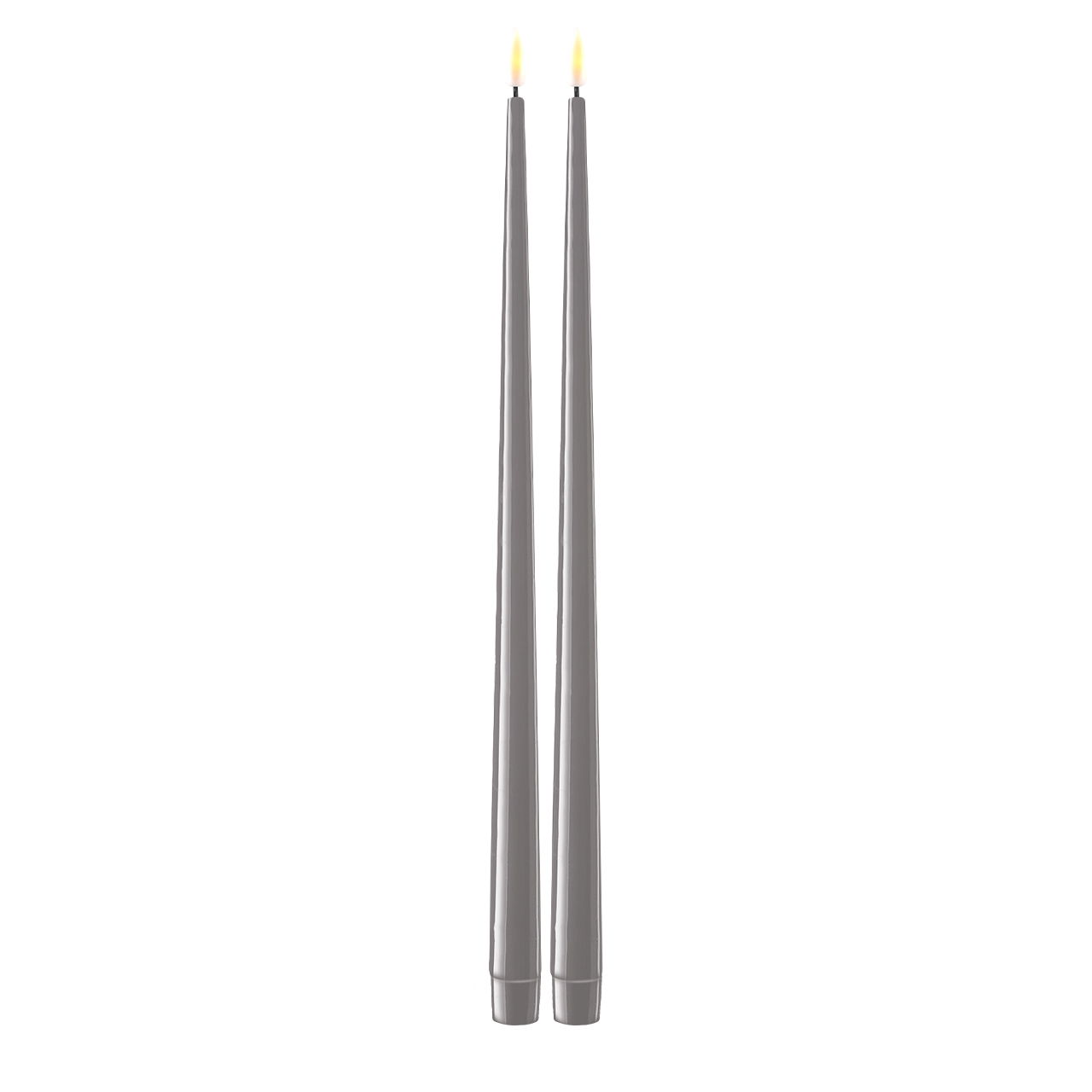 Stabkerze mit Lack LED 38 cm grau 2 Stück