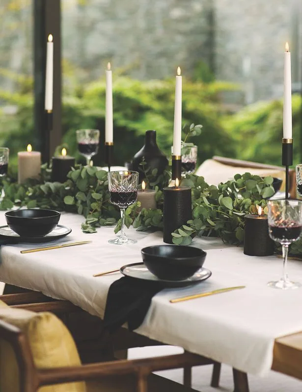 Pillar-Candles-sandstoe-forest-black-Taper-Candles-festive-dining-small