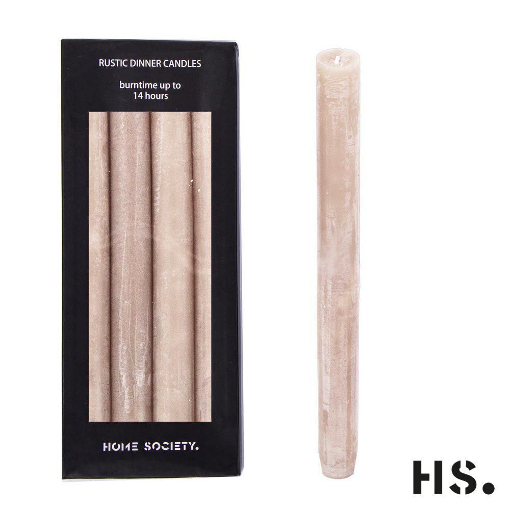 lleKvhdg Rustic Dinner Candle L braun 4 Stück