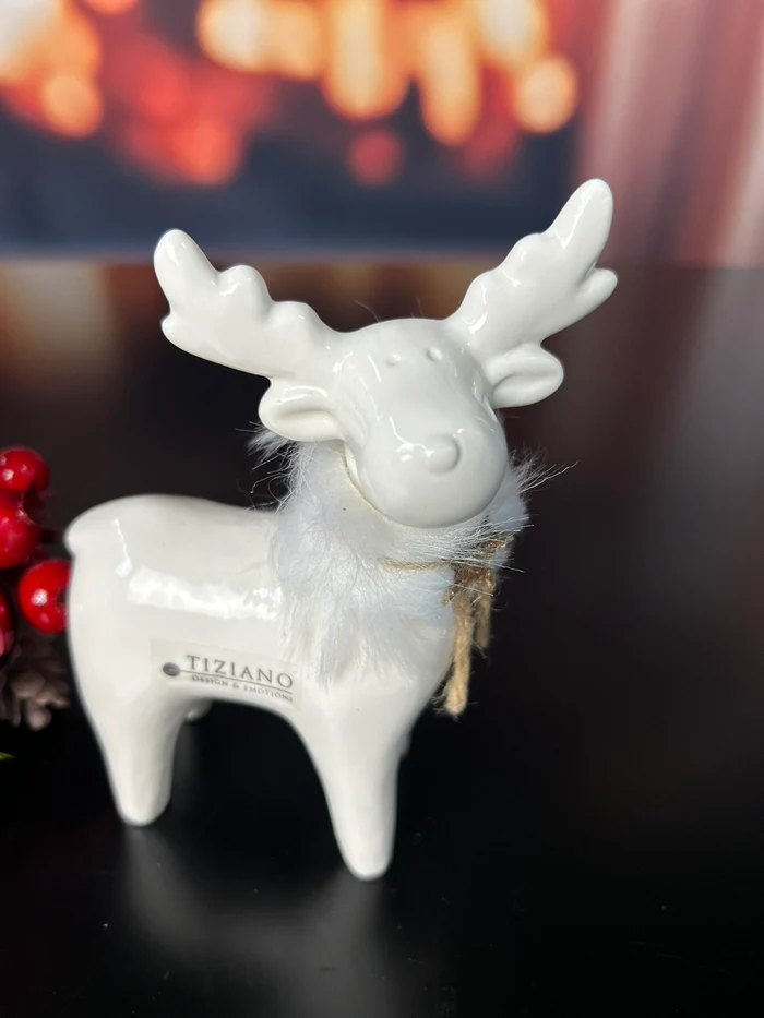 Deko Rentier Lars stehend 15cm cremeweiß