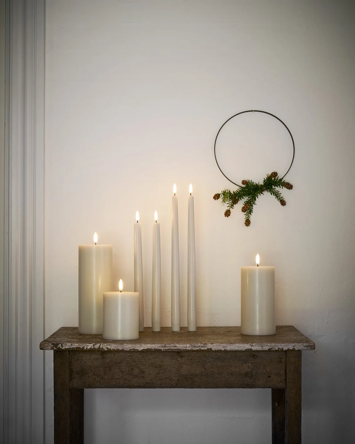 Uyuni LED Tafelkerze 25cm oyster grey 2 Stück