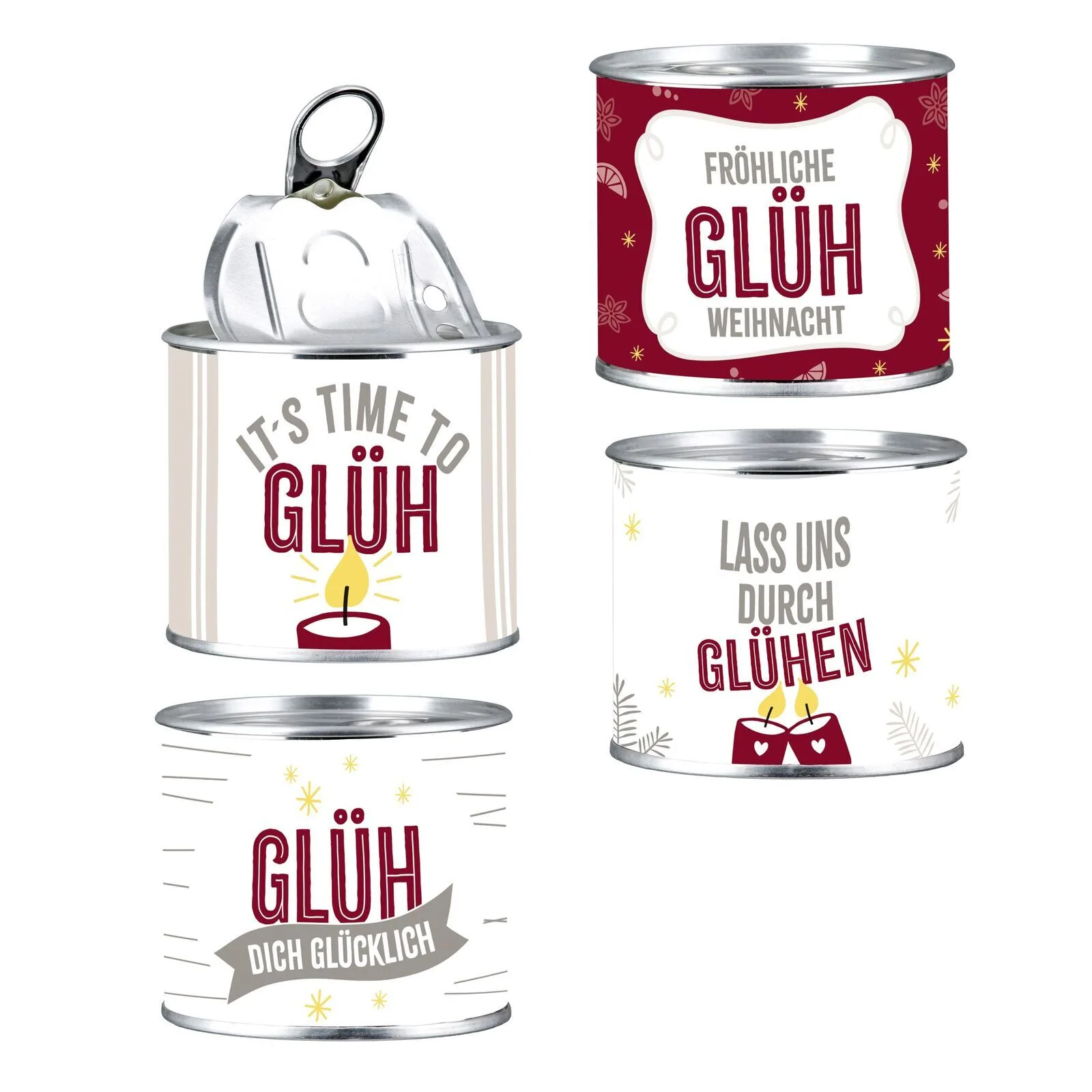 Kerzendose "Glühwein" - Fröhliche Glüh Weihnacht Zinn, Aluminium, Kann, Konserven, Lebensmittel