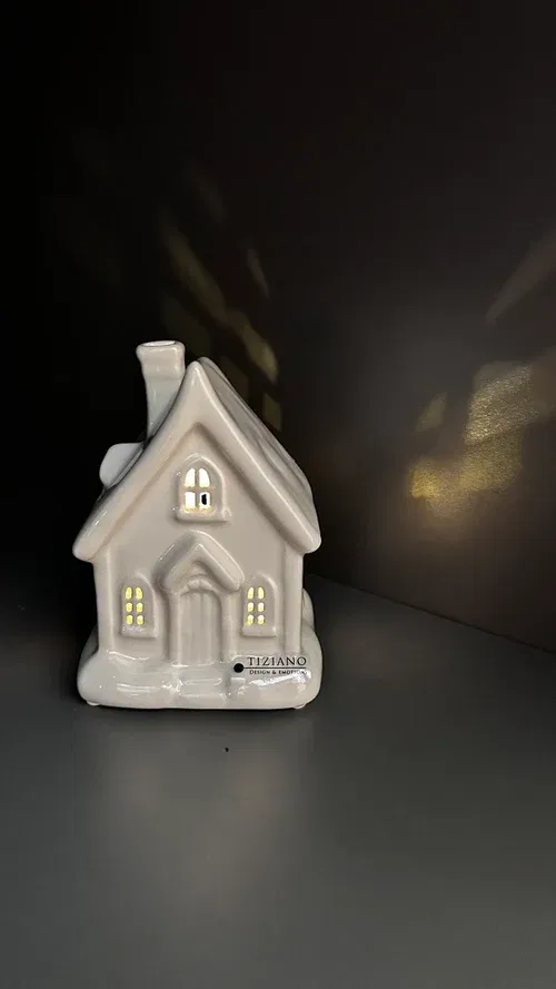 Lichthaus Cascata mit Schnee 10cm LED cremeweiß