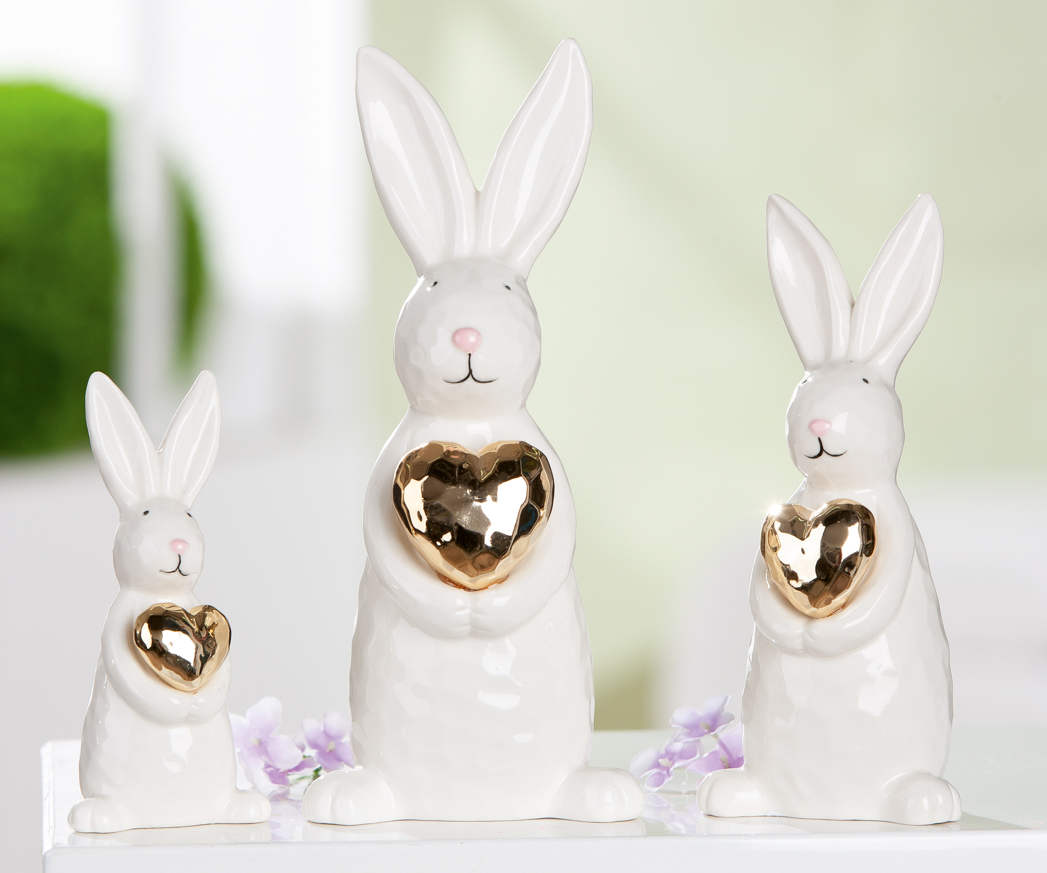 Dekofigur Hase Hoppy Keramik weiß 17,5cm