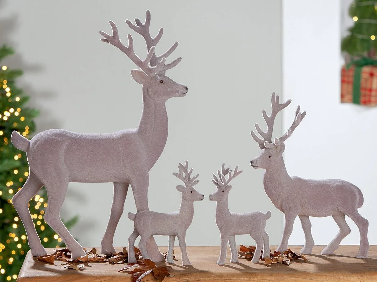 21647_3_9 Hirsch Edgar Samt 2 Stück grau 45,5cm