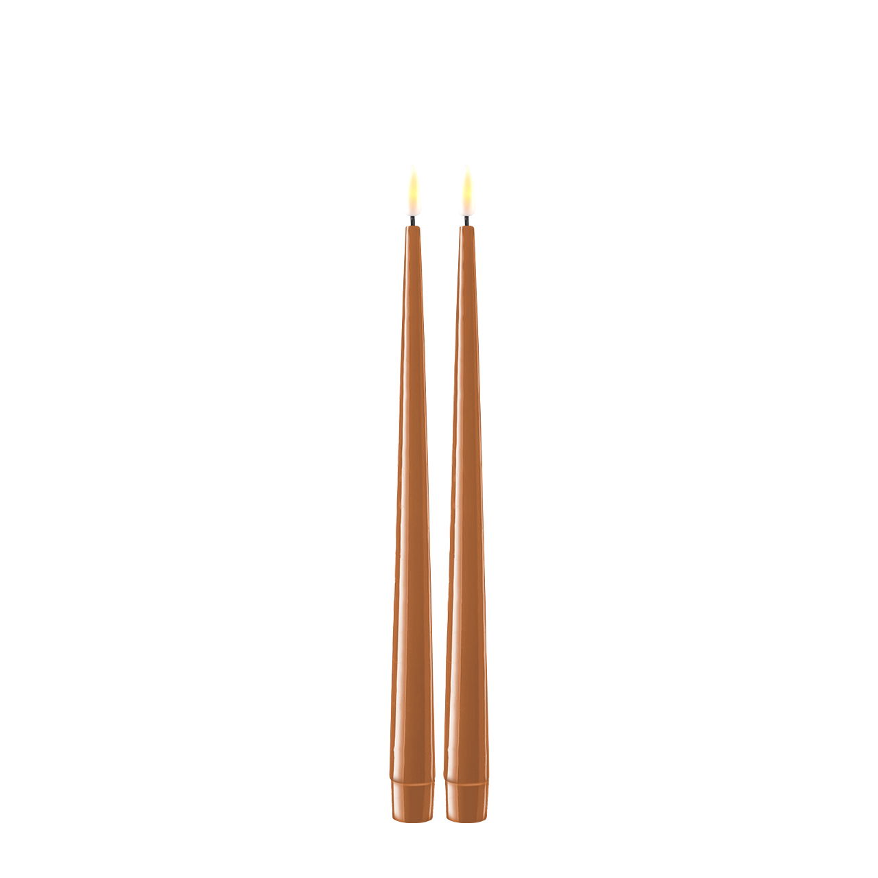 Stabkerze mit Lack LED 28 cm karamell 2 Stück