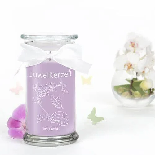 Duftkerze-mit-Schmuck-Thai-Orchid JuwelKerze Thai Orchid (Halskette mit Anhänger 380g
