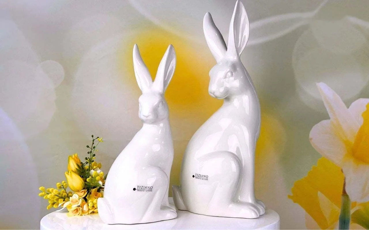 Hase Laurenzo 35cm cremeweiß Hase, Säugetier, Nagetier, Blume, Pflanze