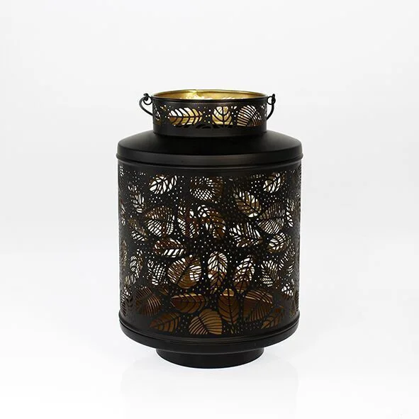 744228affdae Laterne mit Blätterdesign schwarz 30cm