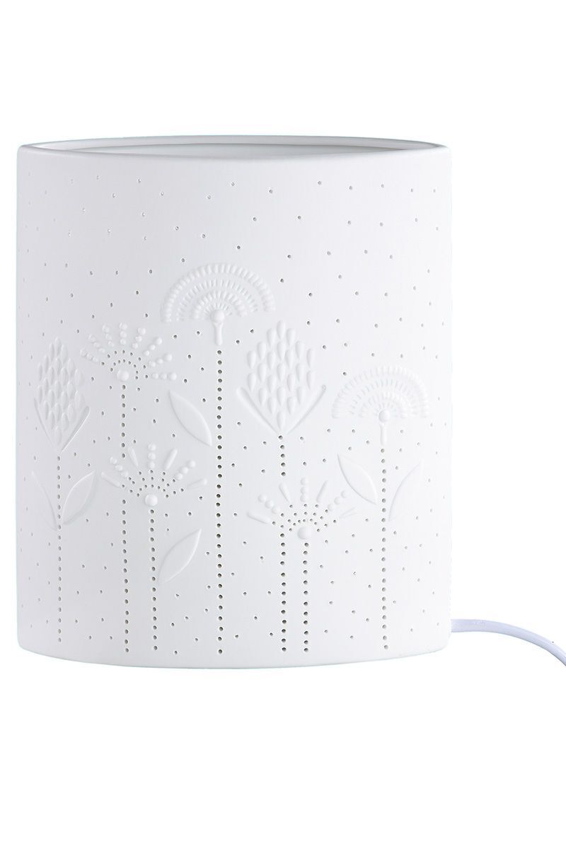 32189_1 Porzellanlampe Flowers weiß 28,5cm