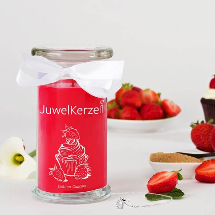 JuwelKerze Erdbeer Cupcake (Halskette mit Anhänger) 380g