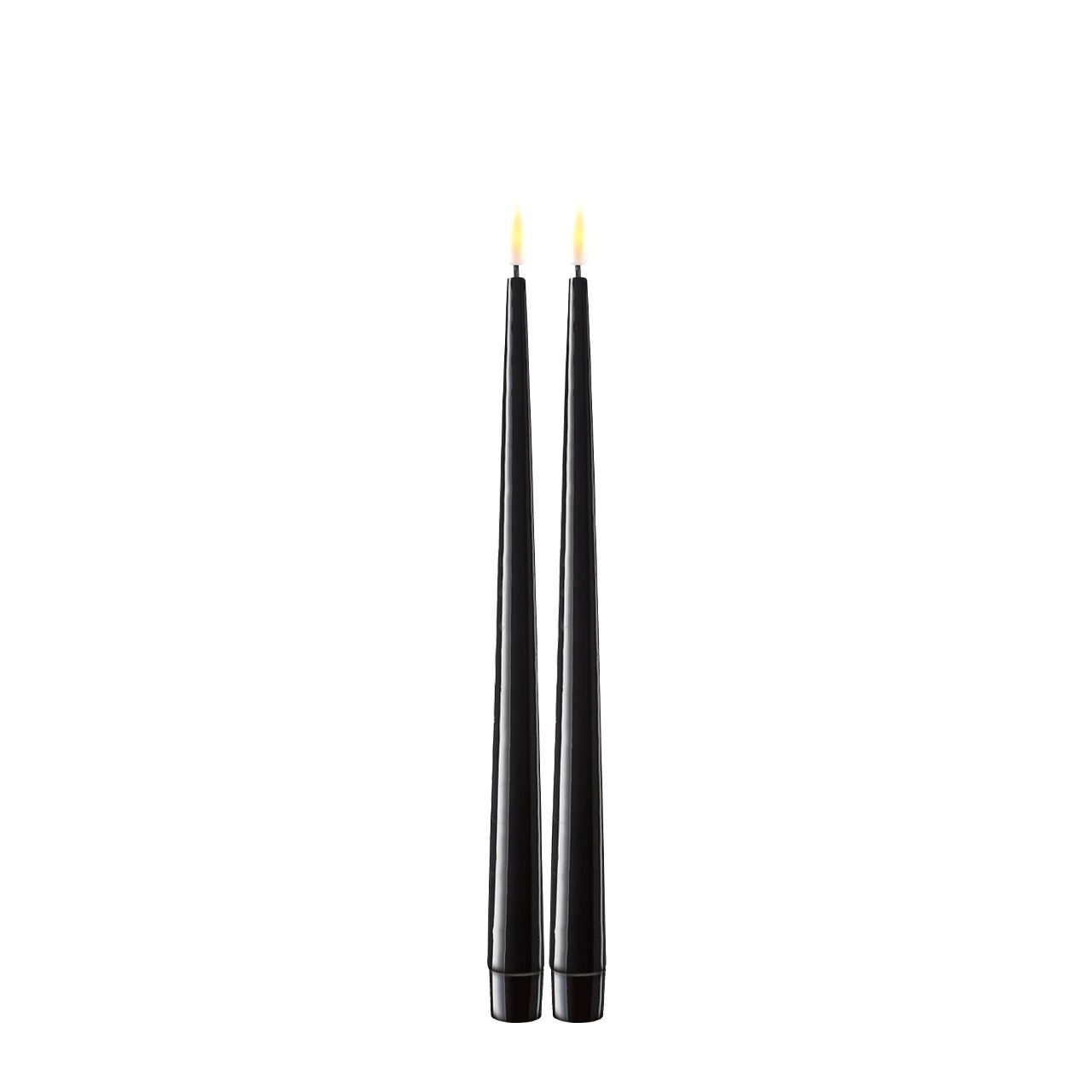Stabkerze mit Lack LED 28 cm schwarz 2 Stück