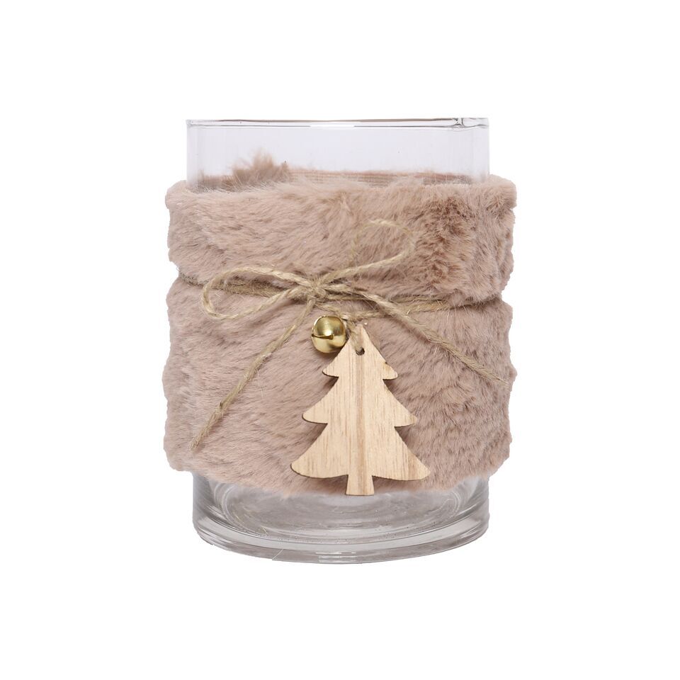 i-qg9B2kK-X2 Teelichthalter Fell braun 13cm