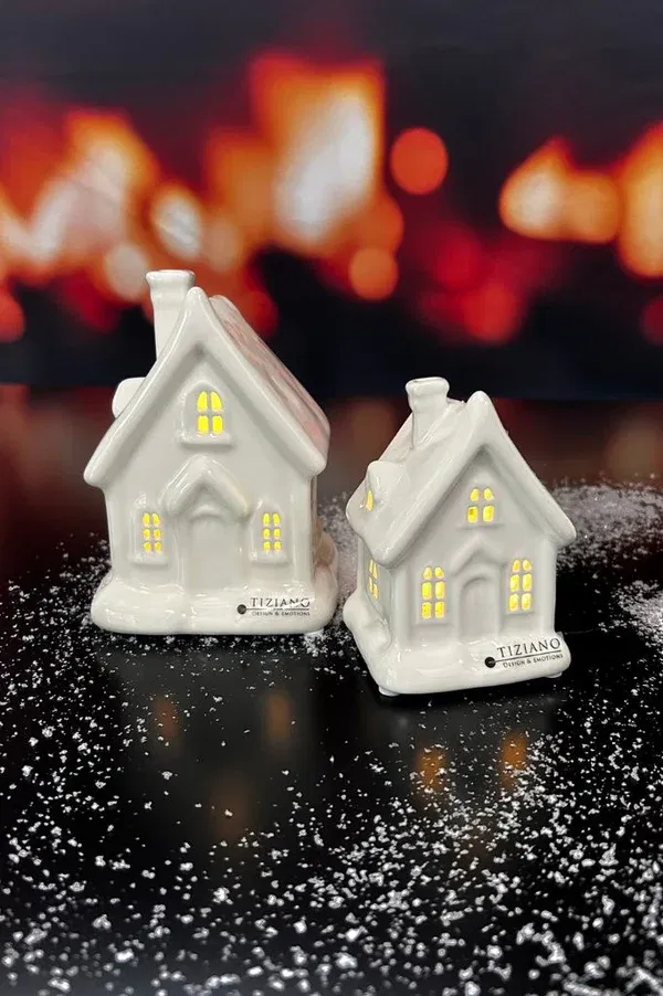 Lichthaus Cascata mit Schnee 10cm LED cremeweiß