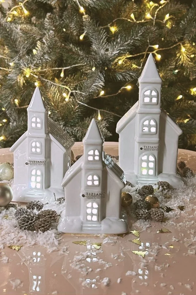 Kirche Novella 13,5cm LED cremeweiß Porzellan Weihnachten, Weihnachtsdekorationen, Festival, Weihnachtsbaum