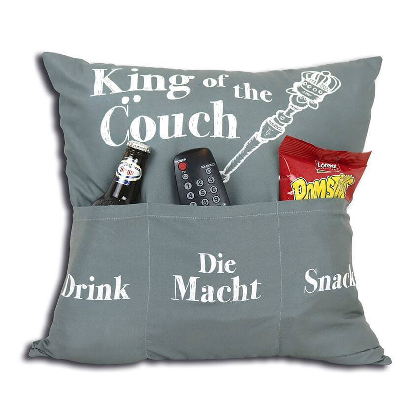 King of the Couch Kissen mit 3 Einstecktaschen