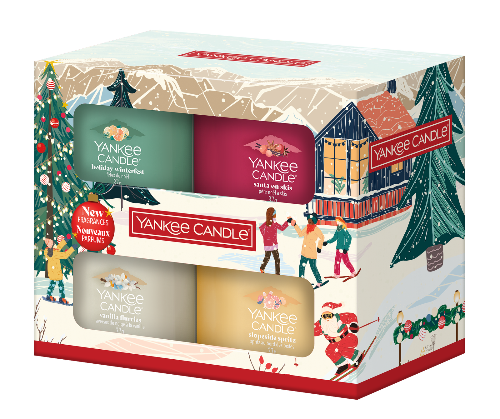 4 Glasvotivkerzen à 37g Geschenkset Aprés Ski