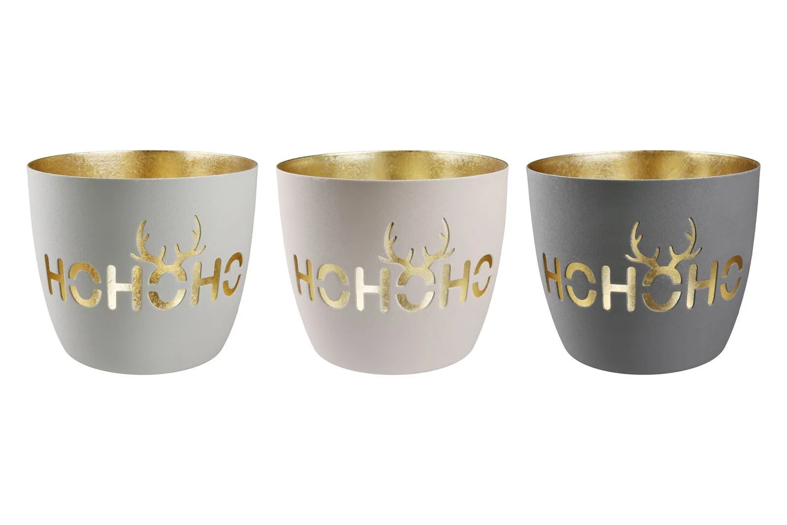 Windlicht HoHoHo Metall grau 9cm Schale, Tasse, Töpferei