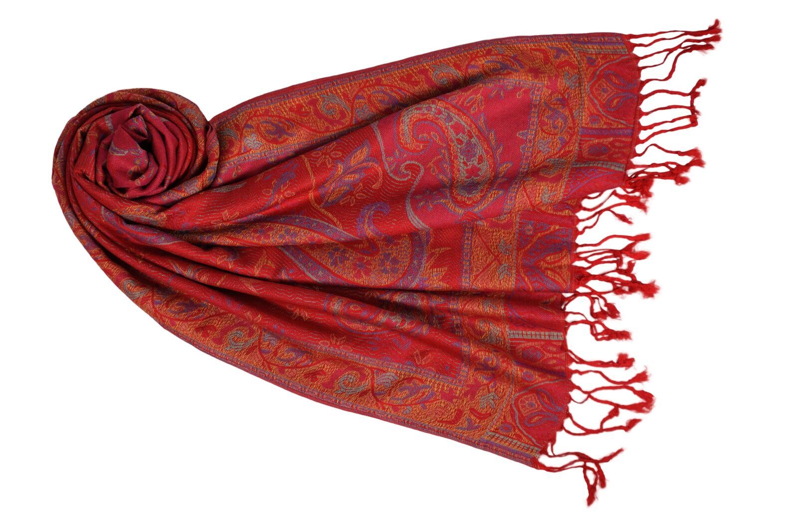 60550001-100 Jacquard Schal Nahla rot 100