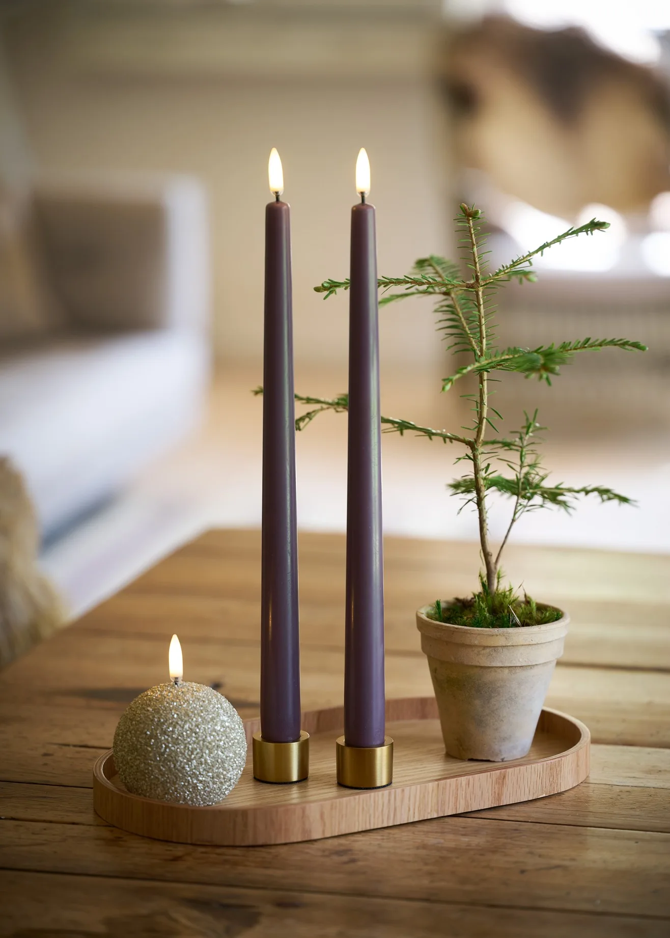 Uyuni LED Kerze Kugel Glitter 7cm champagne