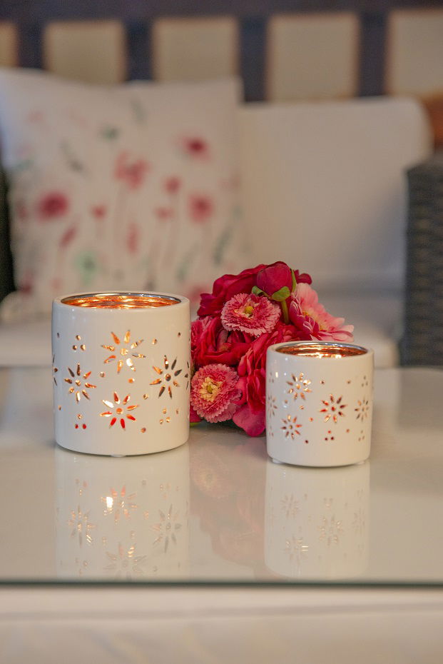 Tischlicht Florana 7cm creme/rosa