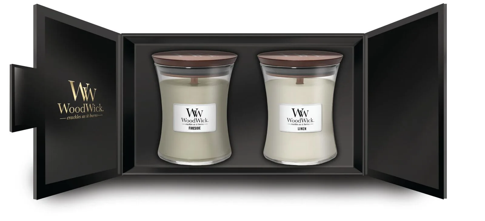 1699065E-2-Med-Hourglass-Set-Inside Medium Jar Geschenkset - Fireside + Linen 2x275g