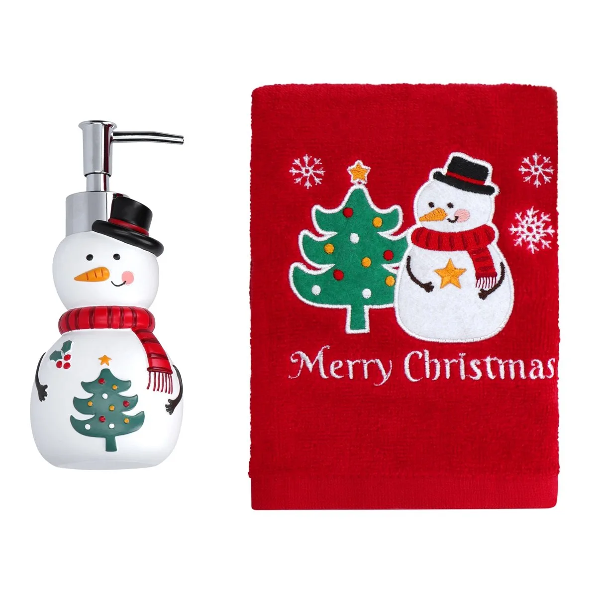 Handtuch & Seifenspender Snowman Geschenkset