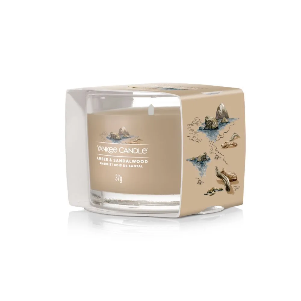 Single-Filled-Votive_Angled_Amber-Sandalwood1 Amber & Sandalwood 37g