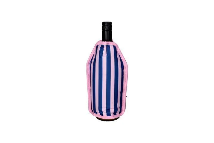 Froid Kühlmanschette Streifen blau/rosa Flasche, Getränk, Schnaps, Wein, Weinflasche