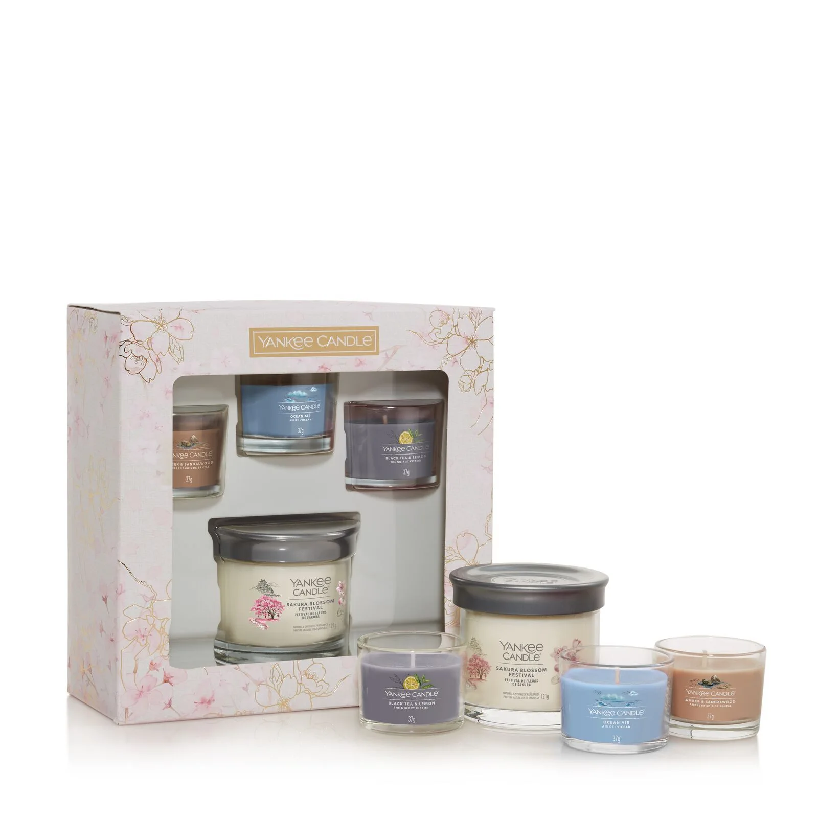 Filled-Votive-Giftset-x-3-Tumbler_v2 3 Glasvotivkerzen à 37g & kleiner Tumbler Geschenkset Sakura Blossom Festival