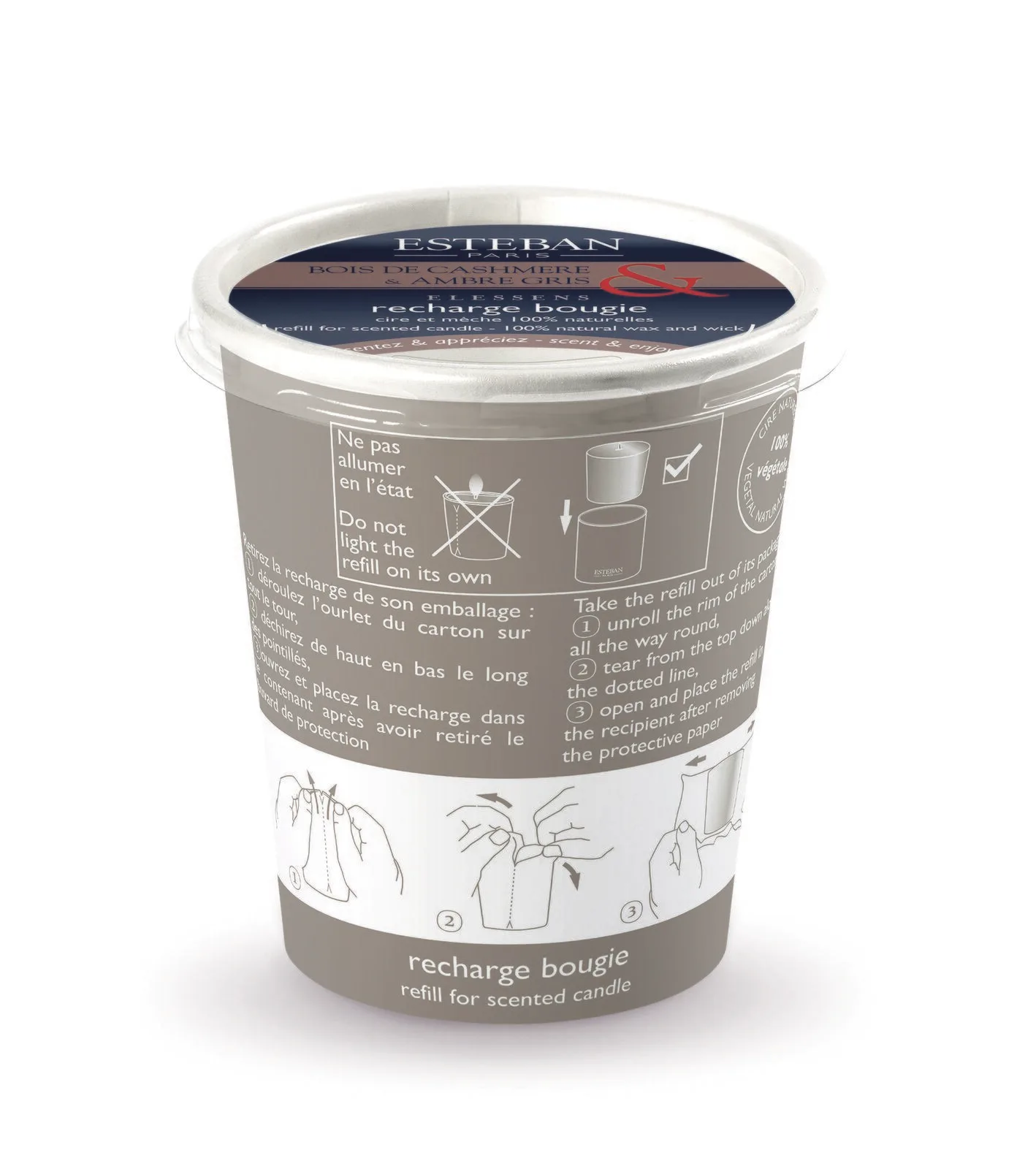 EBA-012 Kaschmirholz & graue Ambra Nachfüller für Duftkerze 170g