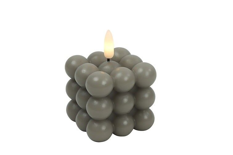 LED Bubble Kerze Lyon S grau 7,5cm Essen, Obst, Trauben, Pflanze, Produzieren